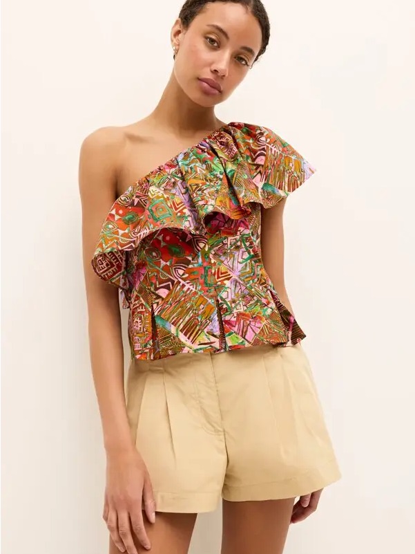 Marie Oliver - Mccauley One-Shoulder Ruffle Crop Top In Tahiti